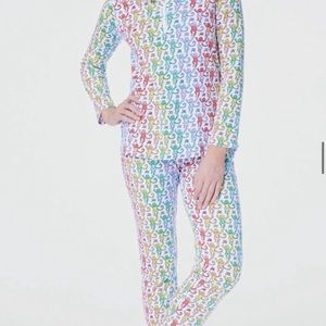 Roller rabbit rainbow disco monkeys l/s pj set EUC soft size L